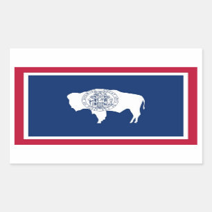 Rechthoekige sticker met vlag van Wyoming