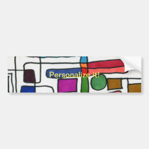 Rechthoekige strepen, warm en koel, met cirkelacce bumpersticker
