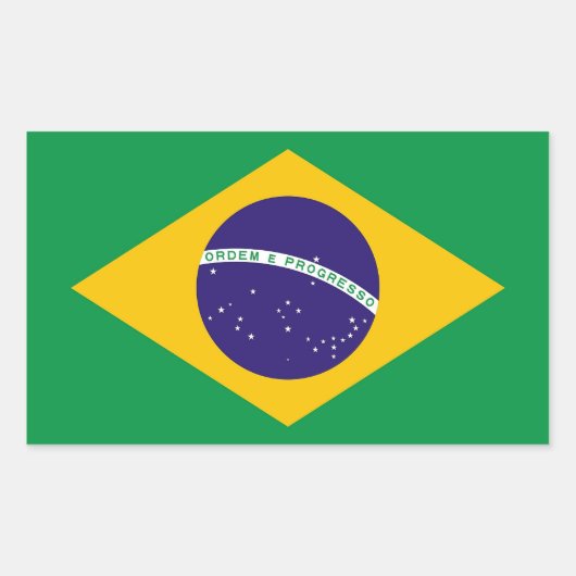 Rechthoeksticker met vlag van Brazilië Rechthoekige Sticker (Voorkant)