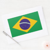 Rechthoeksticker met vlag van Brazilië Rechthoekige Sticker (Envelop)