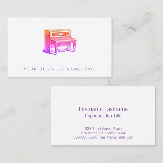  rechtop Piano Visitekaartje (Voorkant / Achterkant)