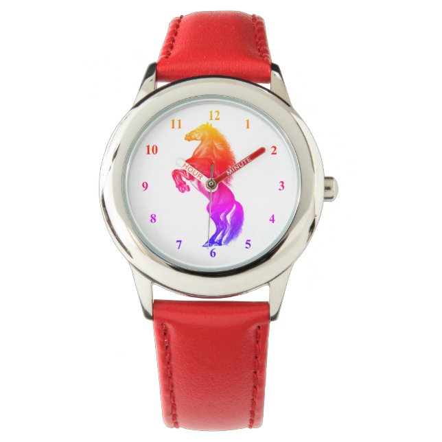 Rechtop wild paard horloge (Voorkant)