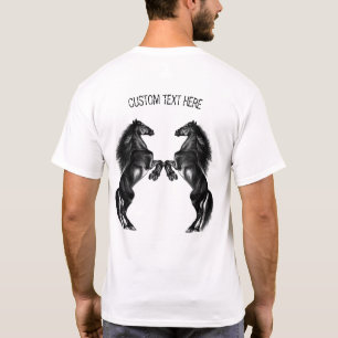 Rechtop zwart wild paarden T-shirt met aangepaste