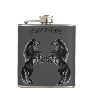 Rechtopstaande Paarden Flask met Aangepaste Tekst Heupfles