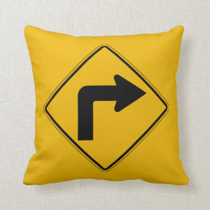 Rechts draaien, verkeerswaarschuwingsbord, Verenig Kussen