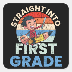 Rechtstreeks naar de eerste klas Terug naar school Vierkante Sticker