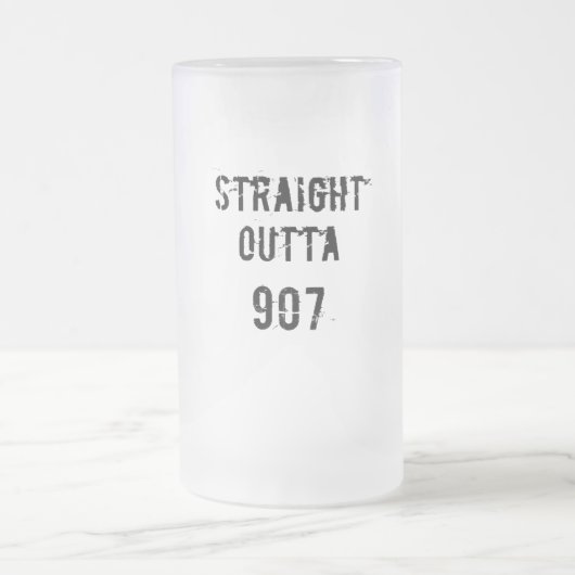 Rechtstreeks Outta 907 Frosted Beer Mok - Zwarte t (Center)