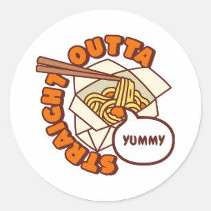 Rechtstreeks uit Yummy Ramen Noodles Ronde Sticker