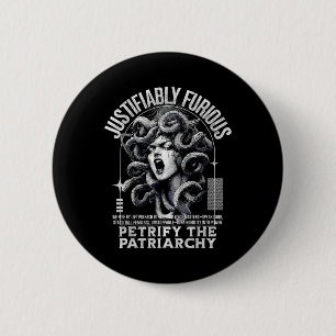 Rechtvaardig woedende Medusa Griekse mythologie Fe Ronde Button 5,7 Cm