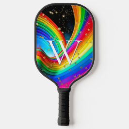 Rechtvaardige regenboog & gouden sterren pickleball paddle