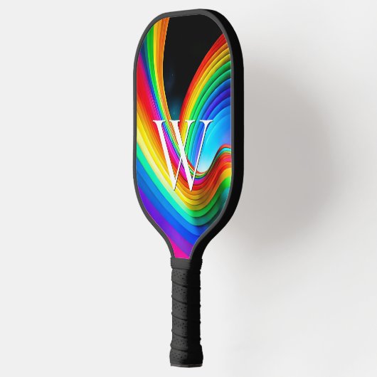 Rechtvaardige Regenboog Trendy Cool Monogram Pickleball Paddle (Links)
