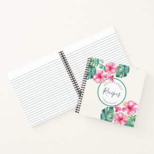 Recipe Books roze Waterverf Flowers Greenery Notitieboek