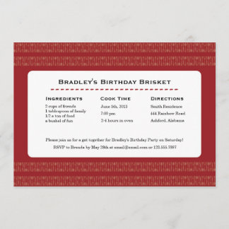 Recipe Card Utils Red Party Invitation Kaart