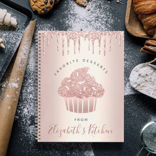 Recipe Cookbook Cupcake Bakery Roos Gold Glitter Notitieboek