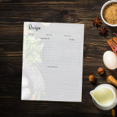 Recipe cookbook page insert