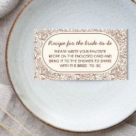 Recipe For Bride Floral Brown Handwritten Informatiekaartje