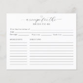 Recipe for the Bride Card | Minimal Bridal Shower  (Voorkant)
