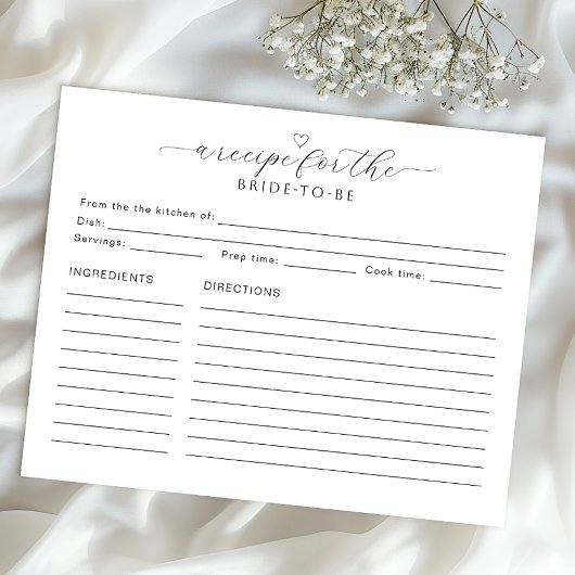 Recipe for the Bride Card | Minimal Bridal Shower 