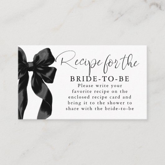 Recipe for the bride-to-be Black Bow Request  Informatiekaartje (Voorkant)