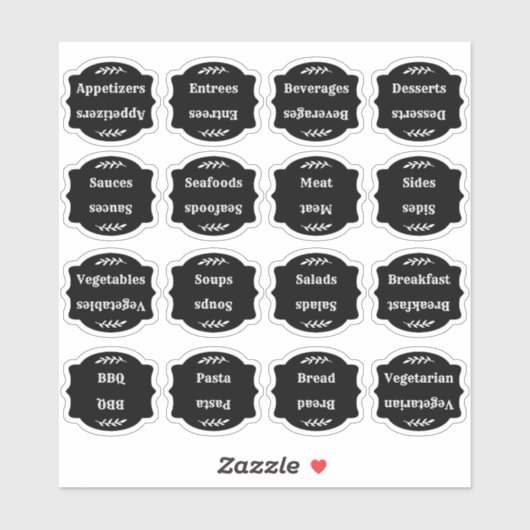 Recipe Index Divider Side Tab Black Foldable Sticker (Vel)