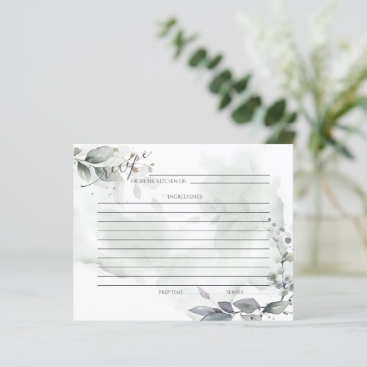 RECIPE-KAART | Rustische Waterverf Sage Greenery (Staand voorkant)