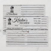 Recipe Kitchen Dish Ingredients White Wood Kaart (Voorkant / Achterkant)