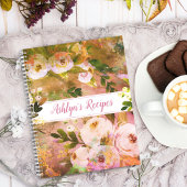 Recipe kookboek roze florale waterverf vintage notitieboek