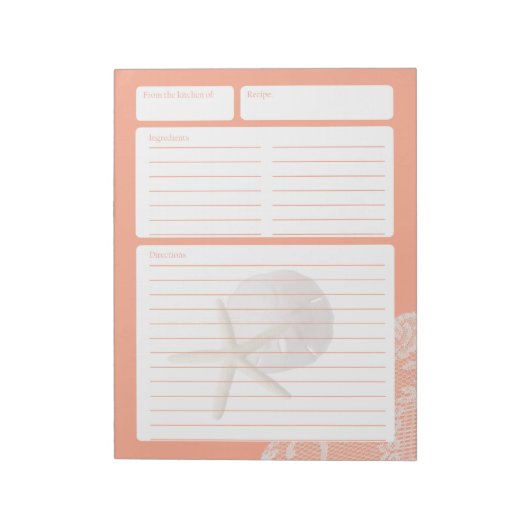 Recipe Page Sand Dollar en Lace Notitieblok (Gedraaid)