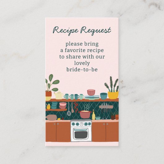 RECIPE REQUEST Bridal Shower Cute Recipe Request Informatiekaartje (Voorkant)