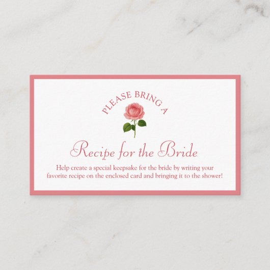 Recipe Request Card for Bridal Shower Dusty Rose Informatiekaartje (Voorkant)