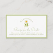 Recipe Request Card for Bridal Shower Sage Daisy Informatiekaartje (Voorkant)