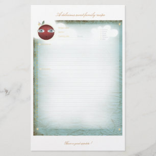 Recipe-vellen die keukengerei geschikt maken om te briefpapier