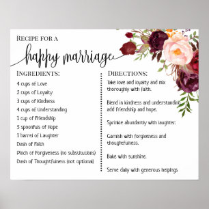 Recipe voor een gelukkig huwelijk: newlyweds marsa poster