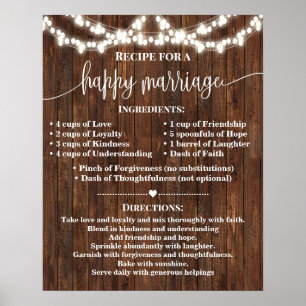 Recipe voor Happy Marriage Wedding Country Gift Poster