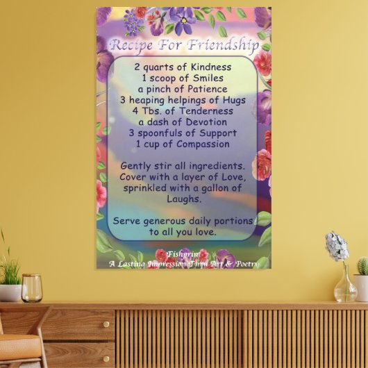 Recipe voor vriendschap canvas afdruk (Insitu (Woonkamer))