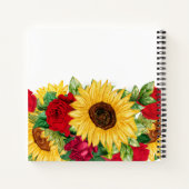 Recipes Cookbook Yellow Sunflower Red Roses White Notitieboek (Achterkant)