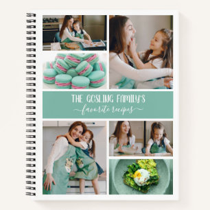 Recippen voor blauwgroen White Photo Collage Famil Notitieboek