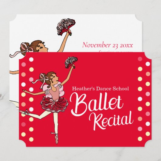 récital de ballet enfants ballerine invitation (Devant / Derrière)