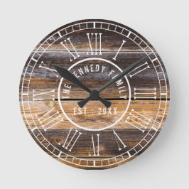 Reclam Wood Farmhouse White Roman Numals Ronde Klok