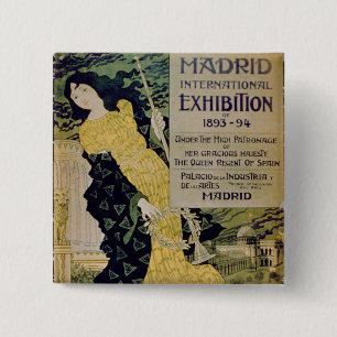 Reclame voor de "Madrid International Exhibi Vierkante Button 5,1 Cm