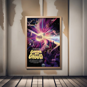 Reclame voor griezelfilm met sciencefiction, gamma foto afdruk