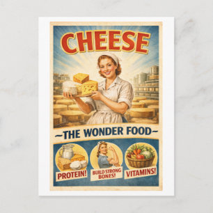 Reclame voor kaas in vintage stijl jaren 50 briefkaart