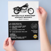 Reclame voor motorwerkplaats, monteur en reparatie flyer (Hand)