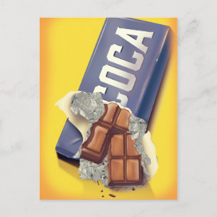 Reclame voor vintage chocoladereep briefkaart