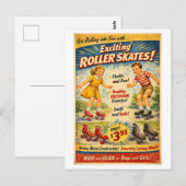 Reclame voor vintage roller skates briefkaart (Voorkant / Achterkant)