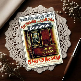 Reclame voor vintage treinreizen briefkaart