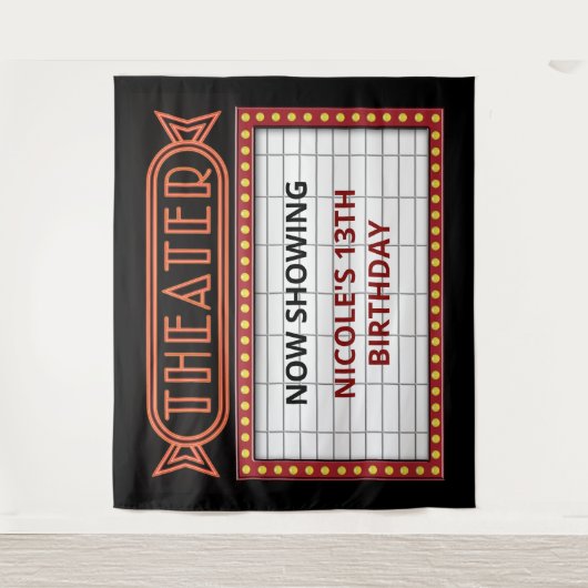 Reclamebord van een oud theater wandkleed (Voorkant)