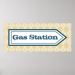 Reclamebord voor benzinestation poster