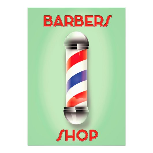 Reclamebord voor vintage herenkapper foto afdruk (Voorkant)
