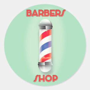Reclamebord voor vintage kapper ronde sticker